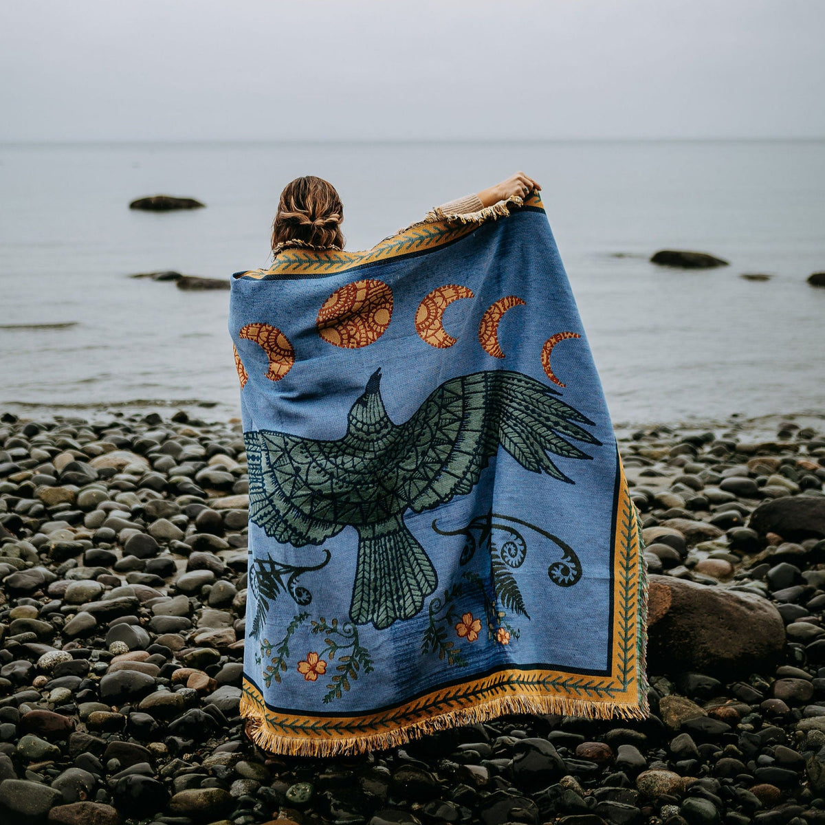 Raven Rising woven blanket by West Coast Karma