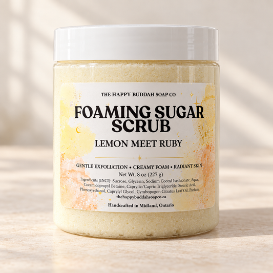 Foaming Sugar Scrub, handmade by The Happy Buddah Soap Co.