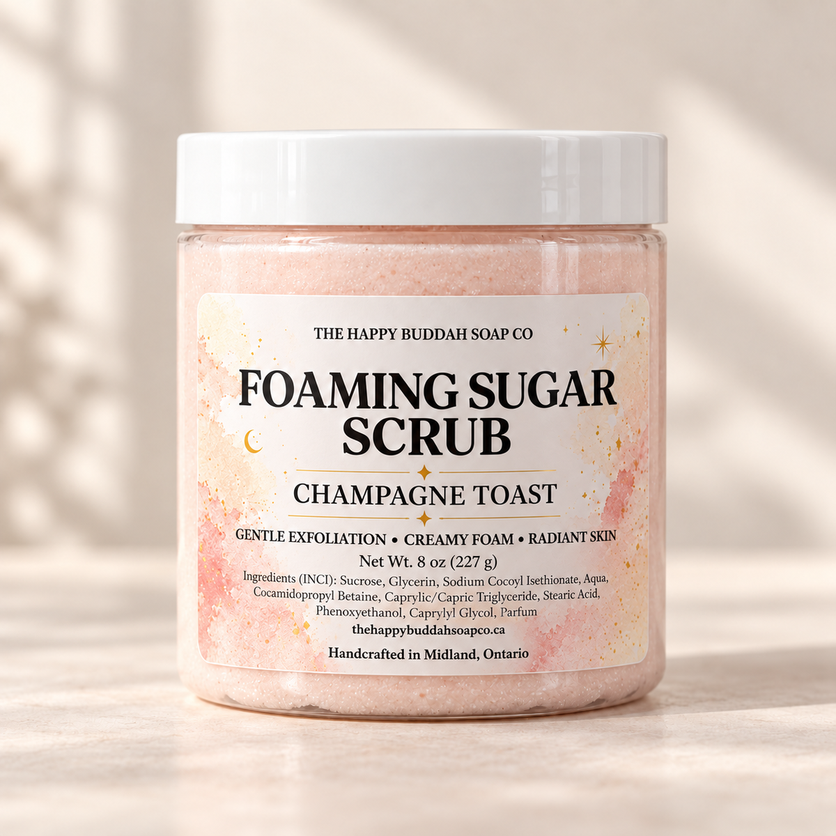 Foaming Sugar Scrub, handmade by The Happy Buddah Soap Co.