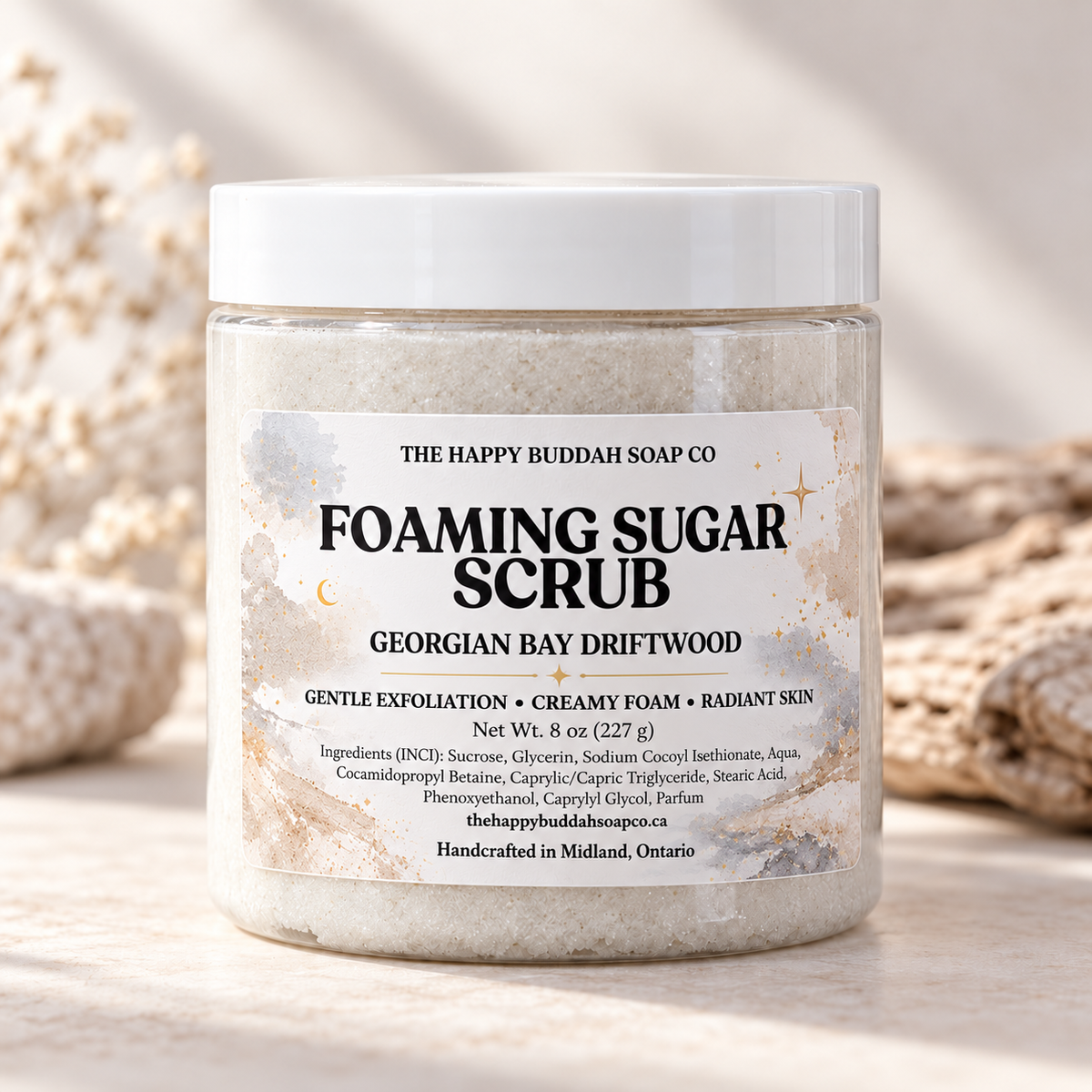 Foaming Sugar Scrub, handmade by The Happy Buddah Soap Co.