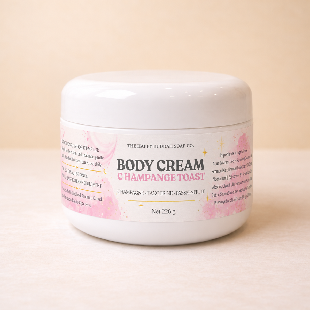Champagne Toast body cream with updated label