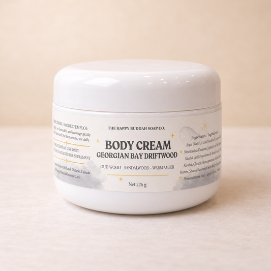 Georgian Bay Driftwood body cream with updated label