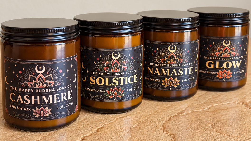 Cashmere, Solstice, Namaste and Glow soy candles