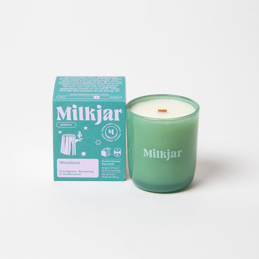 Milk Jar Woodland candle
