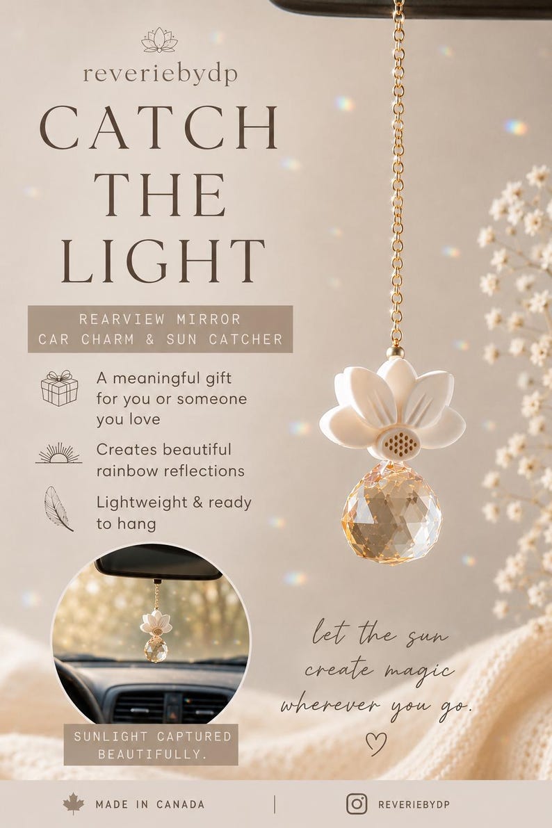Reverie by DP gold-tone white lotus crystal car charm